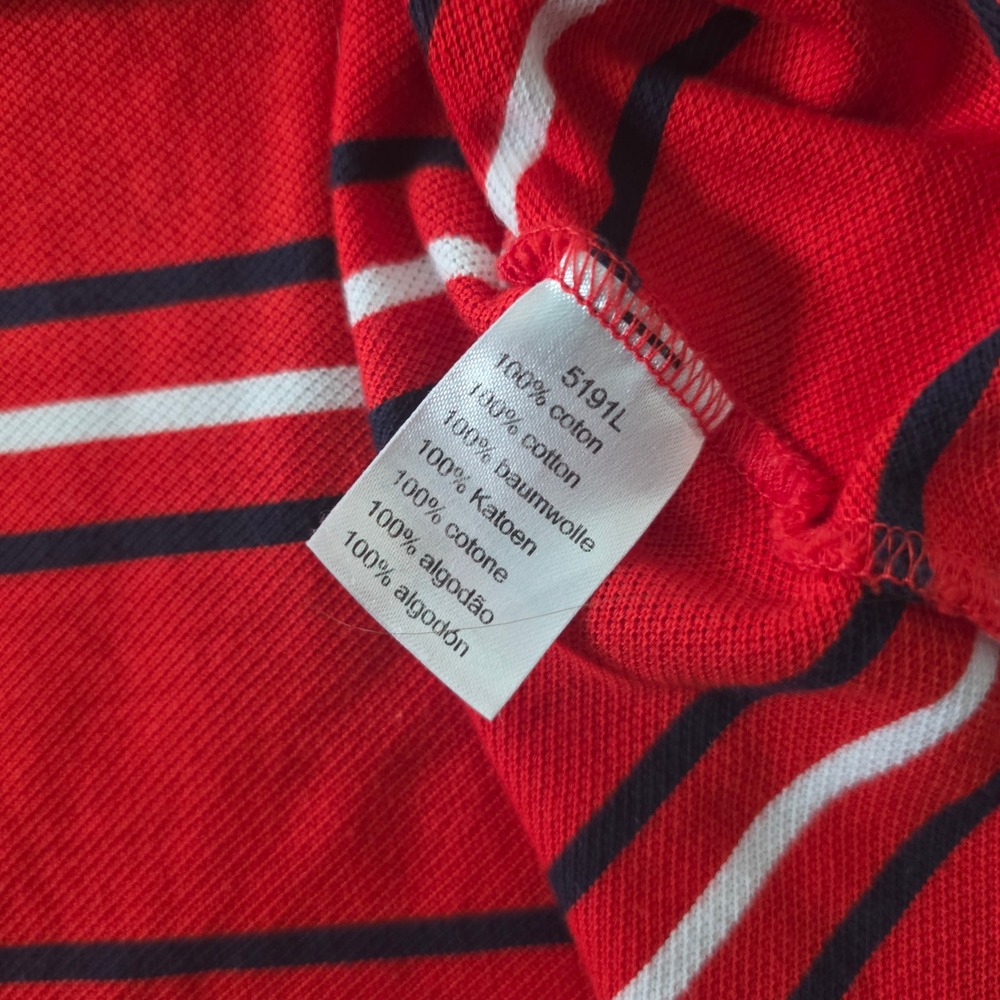 Lacoste Mens Orange Striped Short Sleeve Cotton Pique Polo Shirt Size 8 - Picture 5 of 8